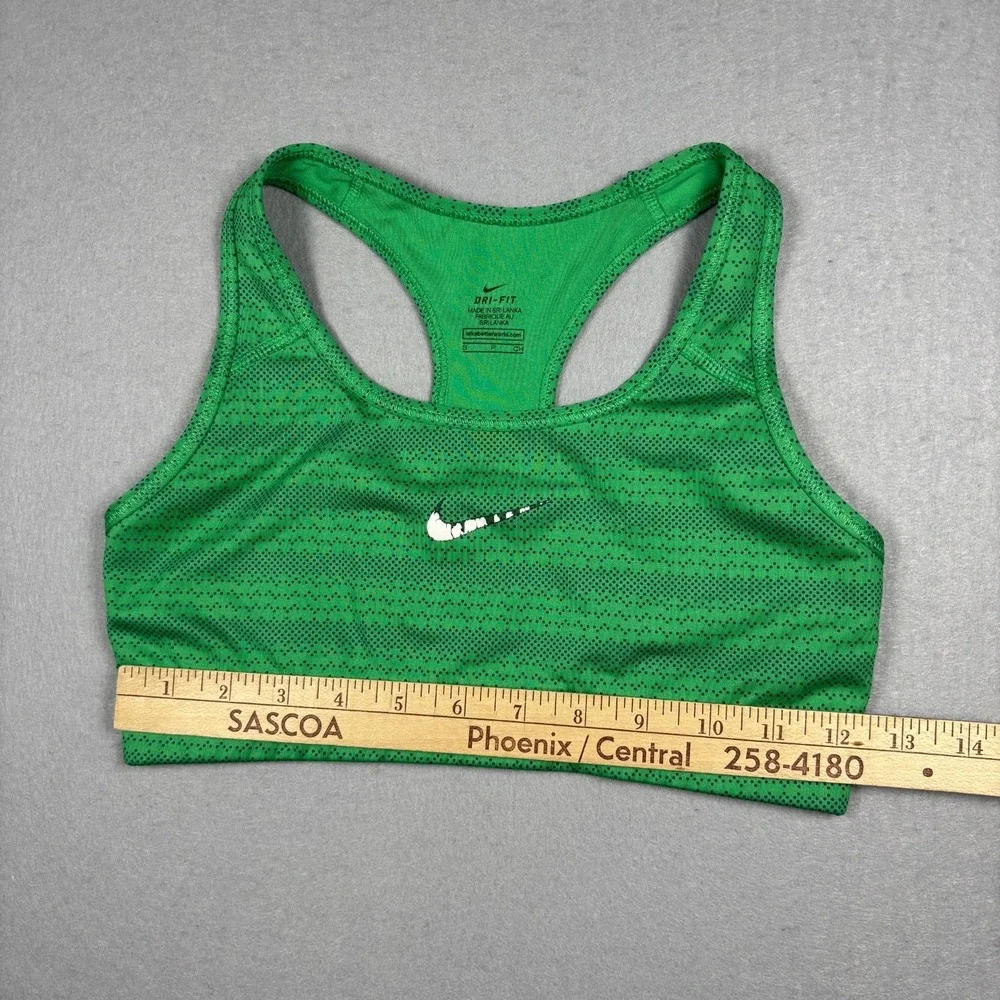 Nike Dri-FIT Women's Sports Bra Green Size Small Racerback Patterned Gym Workout